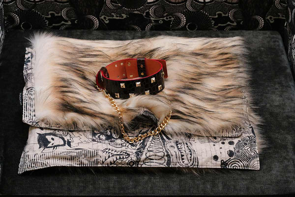 Plaid pour chien taille S Metis Art Sabanah Manchette cuir façon croco