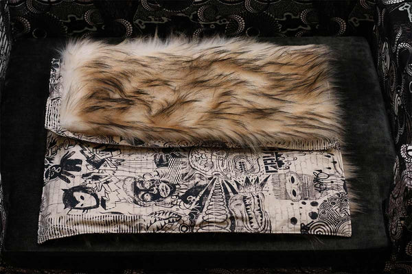 Couverture chats luxe S Sabanah fausse fourrure et tissu JP Gaultier