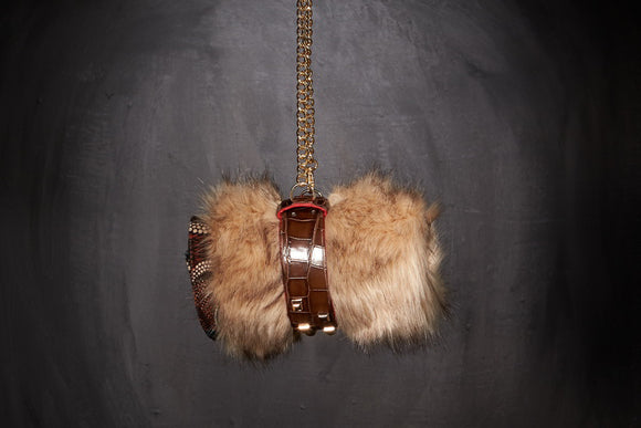 Plaid de luxe chien XS Metis Africa Manchette en Cuir Façon Croco