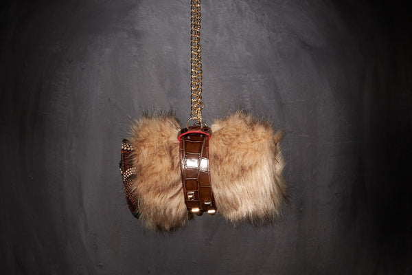 Plaid de luxe chien XS Metis Africa Manchette en Cuir Façon Croco