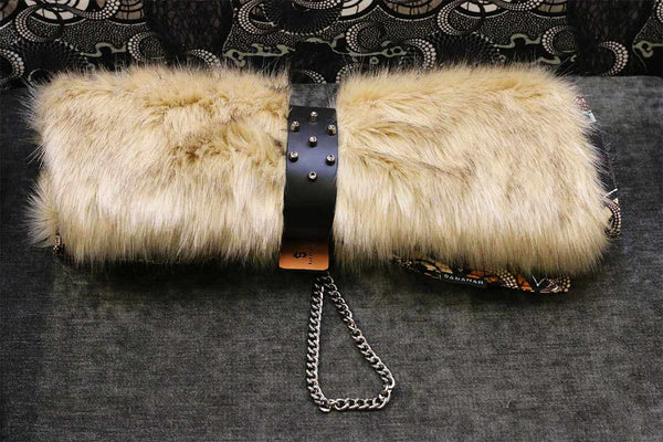 Couverture chat luxe M Metis Africa et manchette cuir noir chainette