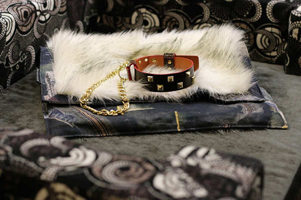 Plaid pour chat XS fausse fourrure et manchette Cuir façon croco