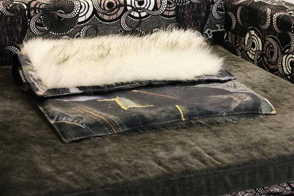 Plaid fashion chat XS Sabanah tissu JP Gaultier et fausse fourrure