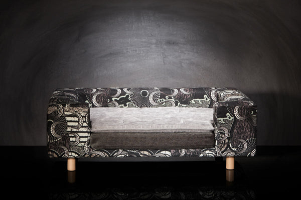 Canape de luxe pour chien gris graphite et noir Sabanah