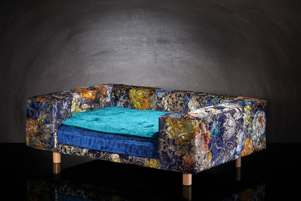 Canapé de luxe pour chien sabanah bleu cobalt dehoussable