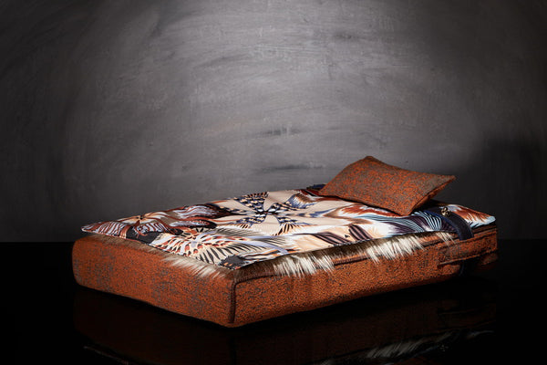 Lit chien Sabanah Inuit M couverture tissu Missoni & fausse fourrure