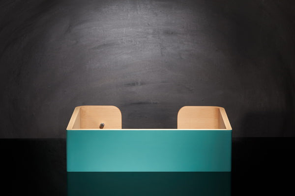 Drôle de panier chat de dos Bleu Sarcelle