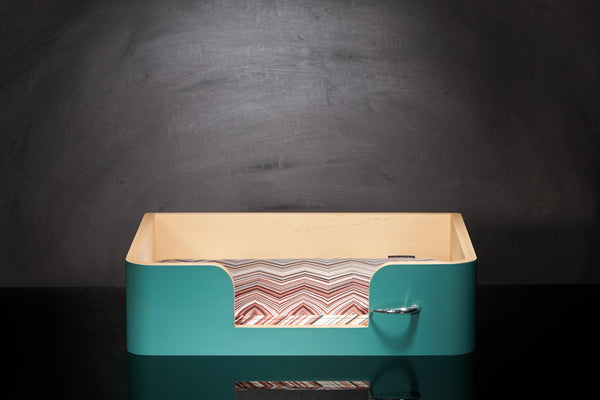 Panier de luxe pour chien Bleu Sarcelle coussin tissu Oketo brun 160