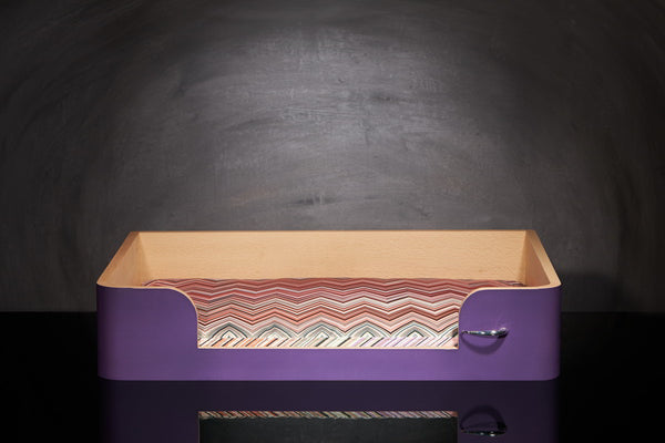 Panier chien design M Mauve Campanule tissu Missoni Oketo rouge 156