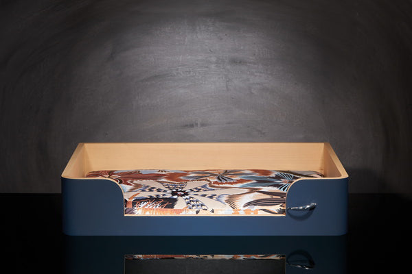 Panier de luxe pour chat bleu nuit M coussin tissu Missoni Ondurman