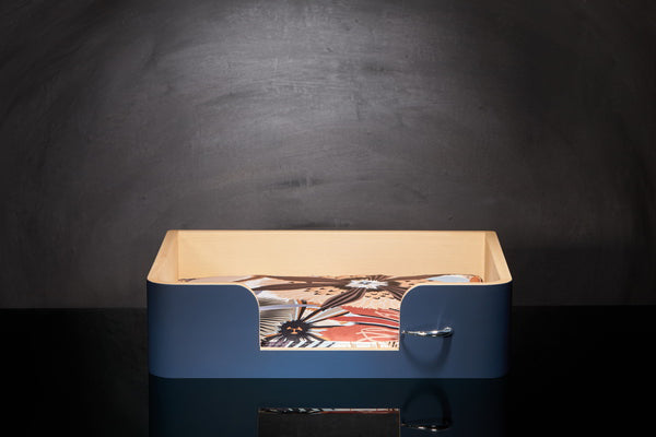 Panier design chat Sabanah Bleu Nuit S coussin tissu Ondurman Brun