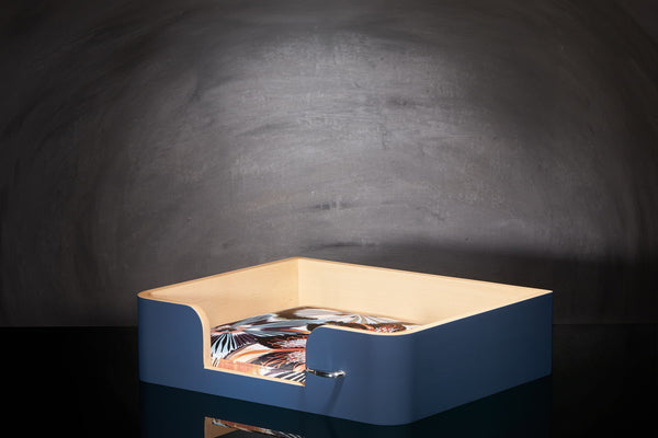 Drôle de panier chat bleu nuit S coussin tissu Missoni Ondurman Brun