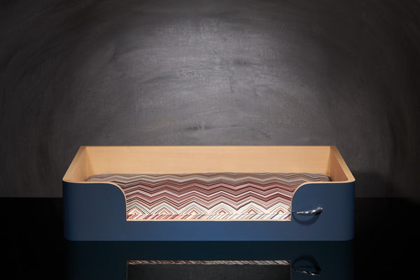 Panier chien original M Sabanah Bleu nuit tissu Missoni Oketo Brun 160