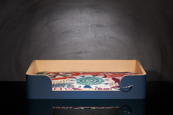 Panier pour chien design M Bleu Nuit Sabanah tissu Missoni Ondurman Rouge 